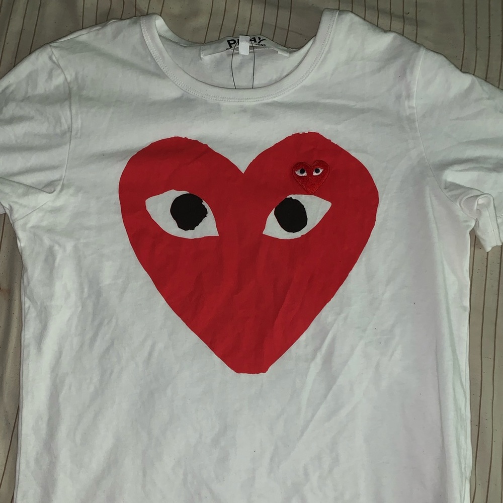 Comme des Garçons CDG White Big/Little heart tee